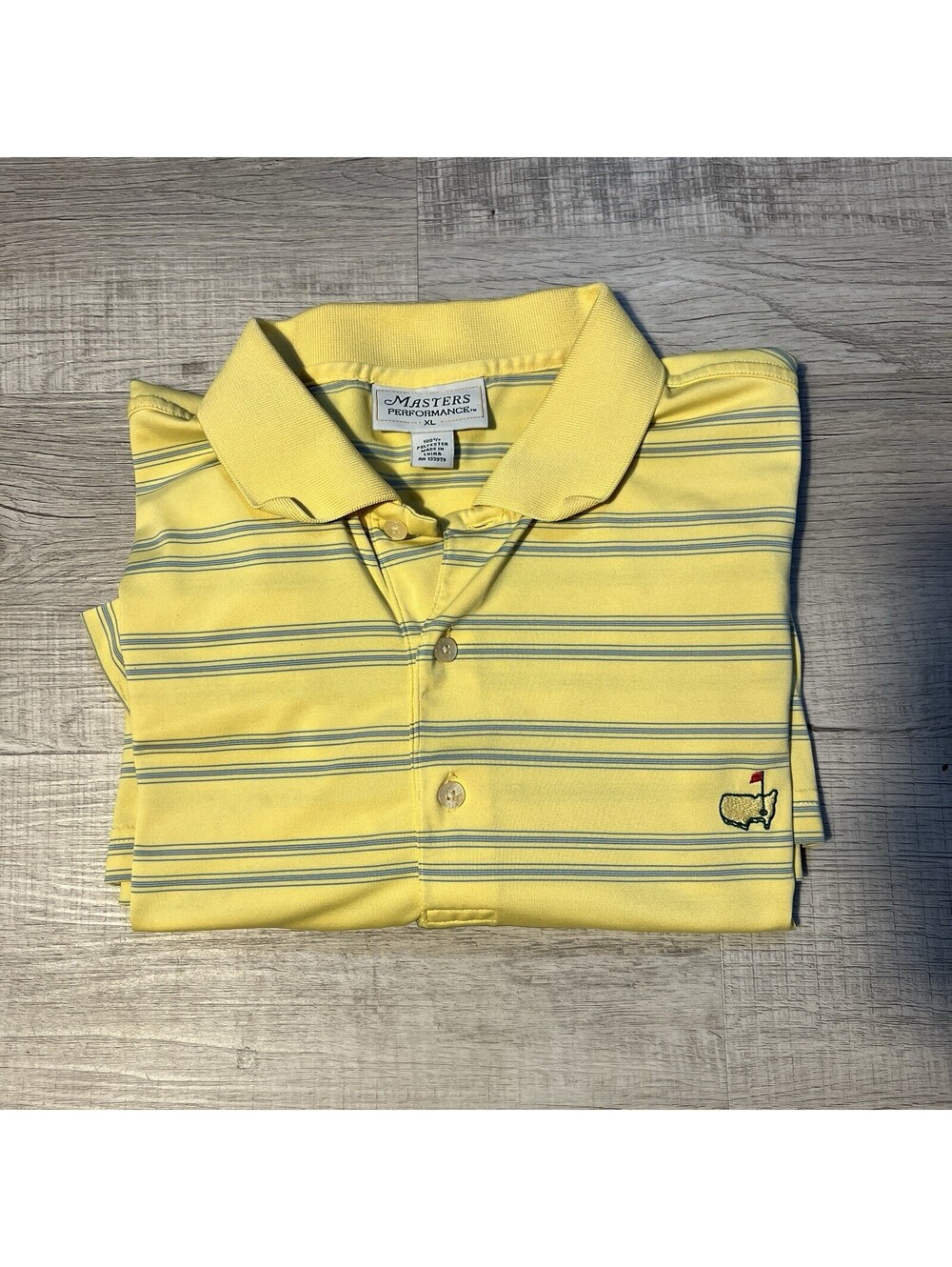 Augusta Masters Golf Polo Mens XL Yellow Stripe Masters Tech
